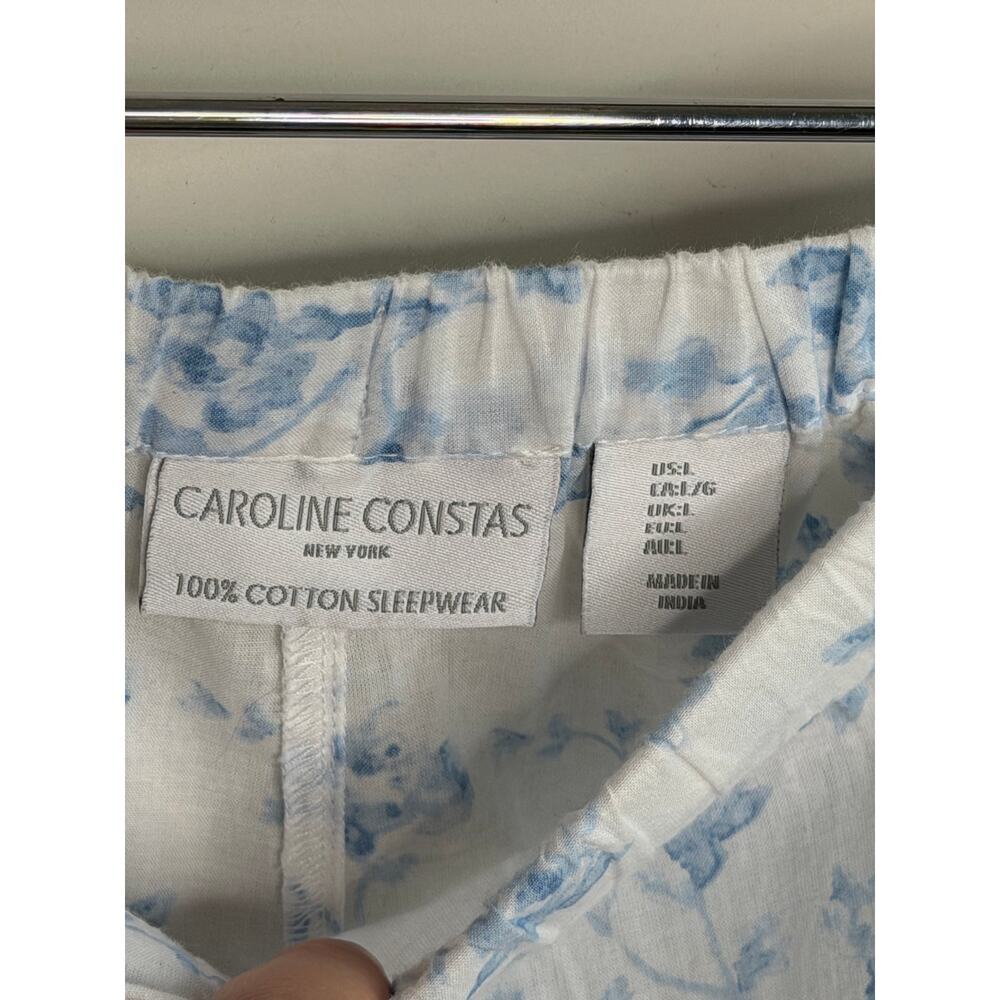 Caroline Constas 100% Cotton Floral Lace Sleepwear Short Blue White Womens Large - Picture 5 of 7